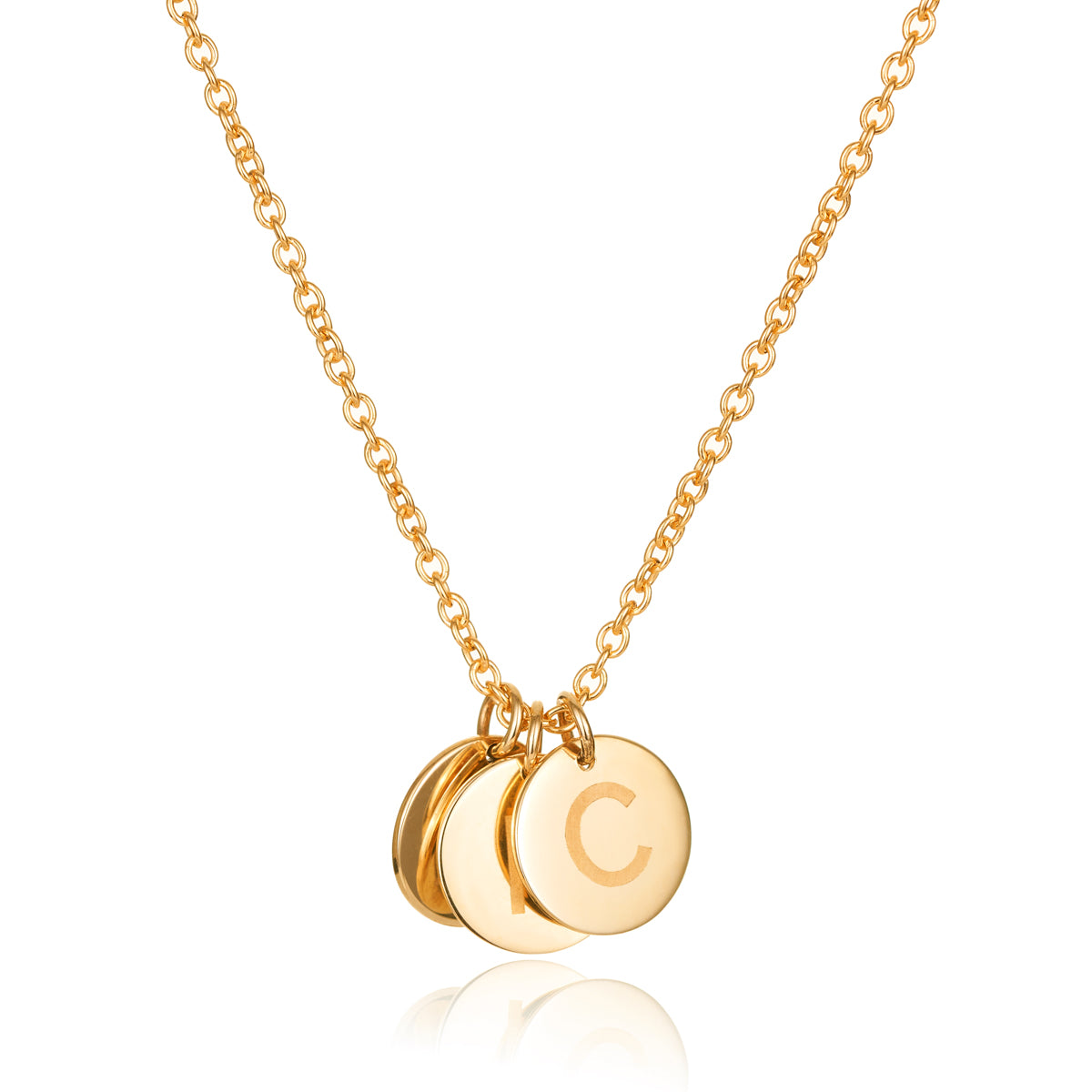 9ct Gold Round Disc Initial Pendant
