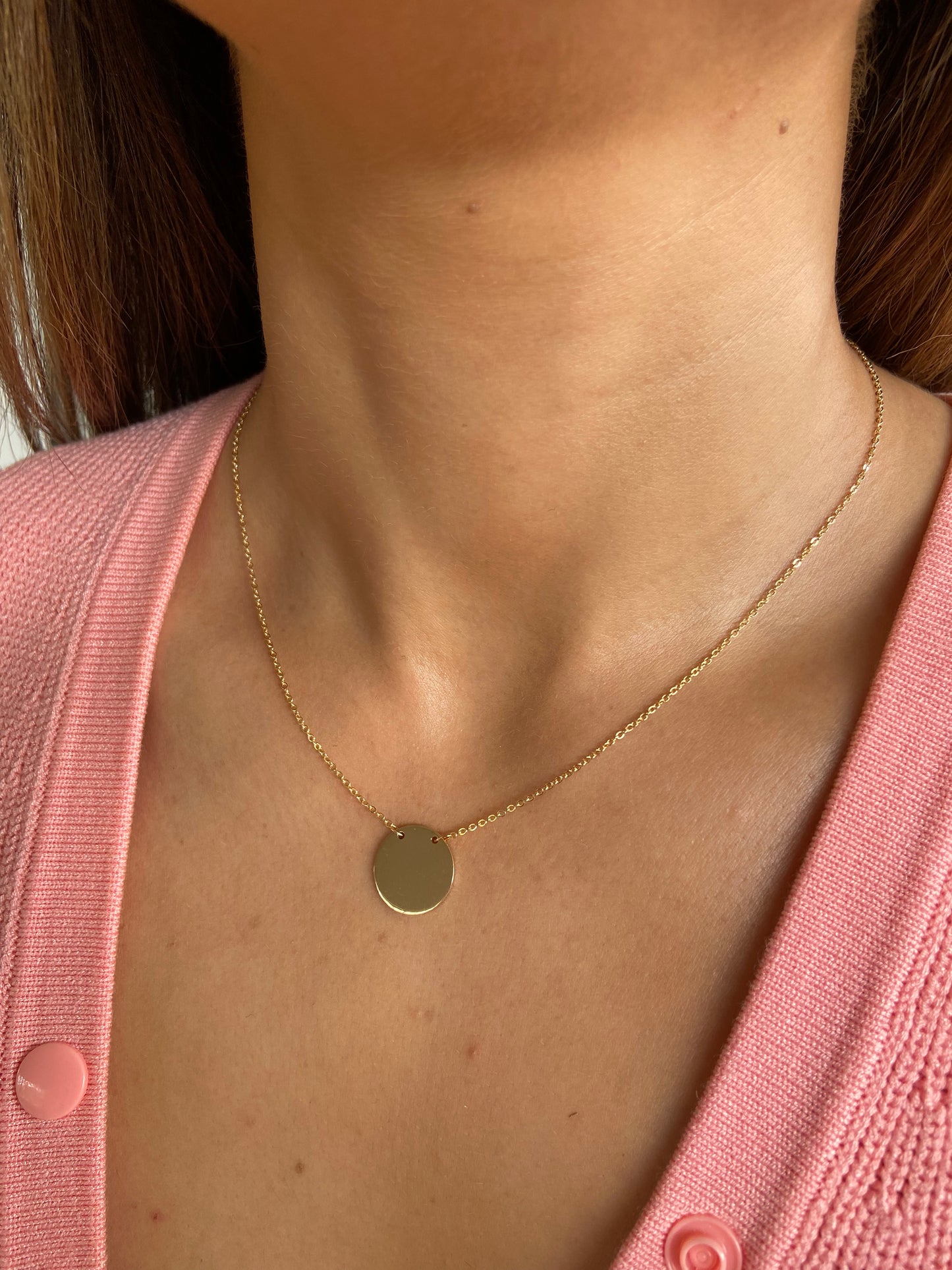 Fixed Round Disc Necklace