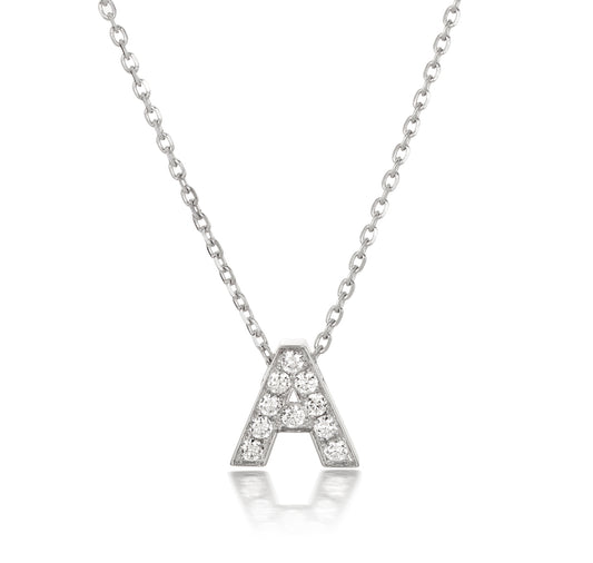 Bead Set Diamond Initial Pendant