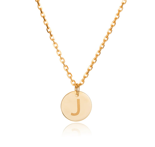 9ct Gold Round Disc Initial Pendant